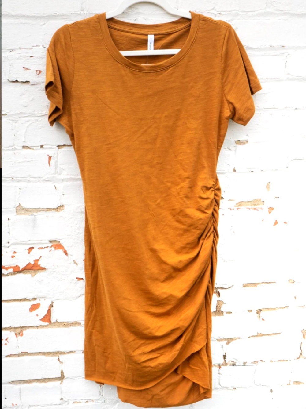 Wishlist Rust Short-Sleeve Ruched Midi Dress